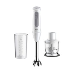Mixer vertical Braun MQ50201M, 1000 W, 21 trepte viteza, Functie Turbo, Tocator 350 ml, Pahar gradat 600 ml, Alb/Gri