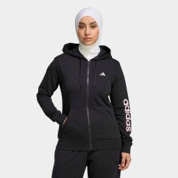 Hanorac cu glugă și fermoar de fitness ADIDAS Negru Damă