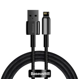 Cablu de date Baseus Tugsten Gold (CALWJ-01) - USB to Lightning, 2.4A, 1m - Black