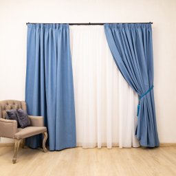 Draperie opaca, Hiko Deluxe Blackout 100%, albastru, cu rejansa Premium creion de 6,5cm, 1 bucata