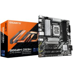 GIGABYTE Mainboard Desktop B860M DS3H (LGA1851, Ultra CPU, 4xDDR5, 1xHDMI, 2xDP, 2.5GLAN, 1xPCIe x16 5.0, 2xPCIe x16 slots, supporting PCIe 4.0 x1, 2xM.2, 4xSATA3) mATX