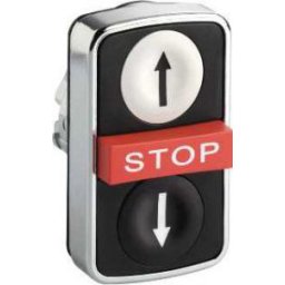Buton cu cap triplu negru încastrat/roșu aparent/negru încastrat - Butoane si lampi din metal Ø22 - Harmony xb4 - ZB4BA721247