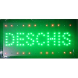 Reclama LED - DESCHIS - afisaj verde, de interior, 48 x 25 cm