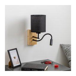Lampă LED de perete Brilagi NUBILA WOOD 1xE27/25W/230V + LED/3W stejar/negru