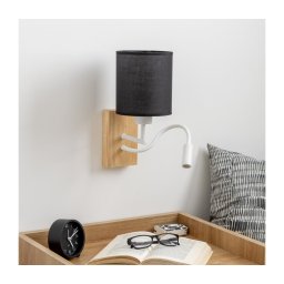 Lampă LED de perete Brilagi NUBILA WOOD 1xE27/25W/230V + LED/3W stejar/negru