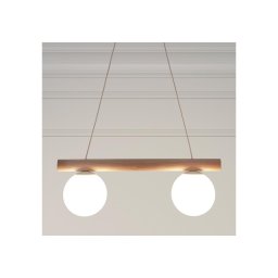 Lustră suspendată pe cablu WOODSTOCK 2xE27/15W/230V lemn/crem