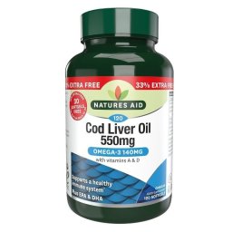 NaturesAid Ulei din Ficat de Cod (Cod Liver Oil) 550mg 120 capsule