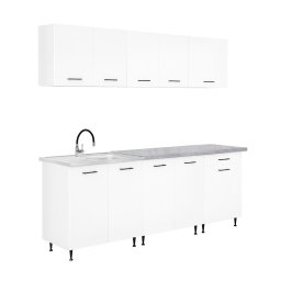 Mobilier de bucătărie Primo 220, alb, cu blat Chromix