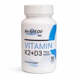 Vitamina D3 4000 UI + K2 (100 µg) – BioKrillOil, 90 Tablete