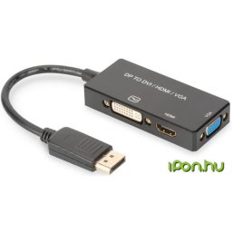 DIGITUS DisplayPort VGA/D-Sub + HDMI + DVI-D Convertor Negru 20cm AK-340418-002-S