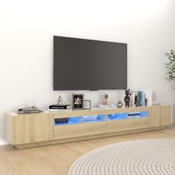 Comoda TV cu lumini LED, stejar Sonoma, 260x35x40 cm GartenMobel Dekor