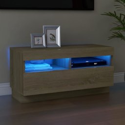 Comoda TV cu lumini LED, stejar Sonoma, 80x35x40 cm GartenMobel Dekor