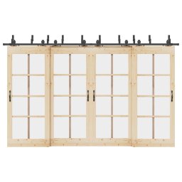 Set feronerie pentru usi glisante, negru, 366 cm, otel GartenMobel Dekor