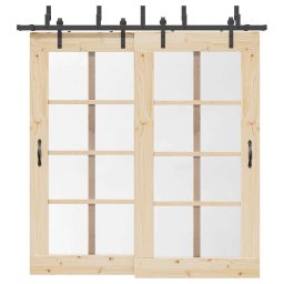 Set feronerie pentru usi glisante, negru, 213,5 cm, otel GartenMobel Dekor