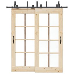 Set feronerie pentru usi glisante, negru, 200 cm, otel GartenMobel Dekor