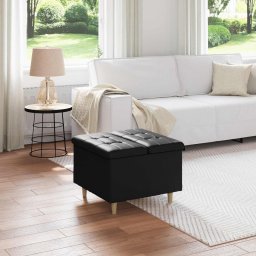 Ottomana de depozitare Negru 60 x 60 x 45 cm Piele artificiala GartenMobel Dekor