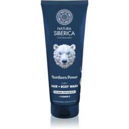 Natura Siberica Arctic Wild Northern Power gel de curățare pentru păr, barbă și corp pentru bărbați 200 ml