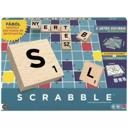 Scrabble: Joc de societate original 2 în 1, lemn.
