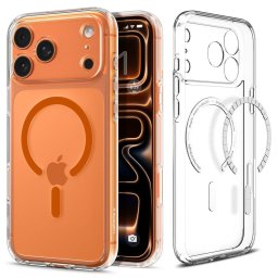 Husa Spigen Ultra Hybrid MagSafe - Husă telefon - compatibil cu Apple iPhone 17 Pro Max - MagSafe - culoare Portocaliu, Transparent