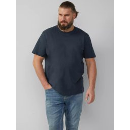 Tricou cu maneca scurta si decolteu la baza gatului, barbati big sizes, Bleumarin (SELECTATI MARIMEA: 5XL)