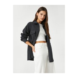 Koton Oversized Shirt with Pocket Detailed Buttons and Long Sleeves