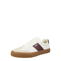 BOSS Sneaker low 'Aiden' nisipiu / roșu bordeaux / alb