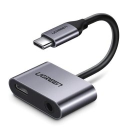 Adaptor Ugreen CM193, USB-C - USB-C + 3.5mm jack female, Gray