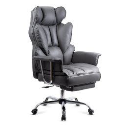 Scaun directorial gri din piele ecologica cu suport pentru picioare OFF 413