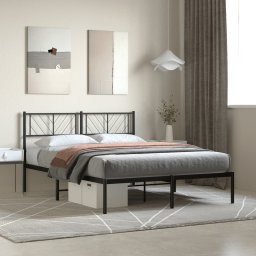 Cadru de pat metalic cu tablie, negru, 150x200 cm GartenMobel Dekor
