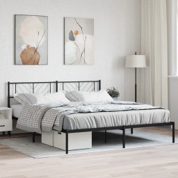 Cadru de pat metalic cu tablie, negru, 180x200 cm GartenMobel Dekor