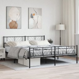Cadru pat metalic cu tablie de cap/picioare, negru, 180x200 cm GartenMobel Dekor