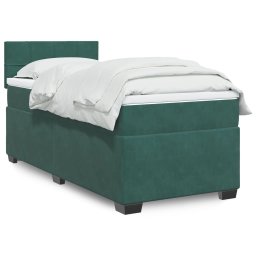 Pat box spring cu saltea, verde închis, 100x200 cm, catifea GartenMobel Dekor