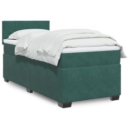 Pat box spring cu saltea, verde închis, 100x200 cm, catifea GartenMobel Dekor