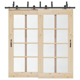 Set feronerie pentru usi glisante, negru, 213,5 cm, otel GartenMobel Dekor