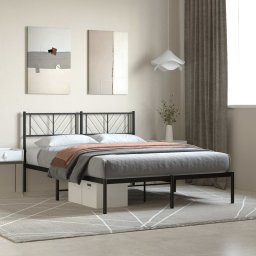 Cadru de pat metalic cu tablie, negru, 120x190 cm GartenMobel Dekor