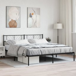 Cadru de pat metalic cu tablie, negru, 200x200 cm GartenMobel Dekor