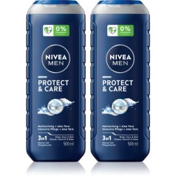 NIVEA MEN Hydrocare gel de dus pentru față, corp și păr ambalaj economic 2 x 500 ml