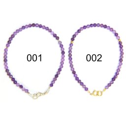 Bratara din Ametist Rotund Fatetat 3x3 mm - Diametru 56 mm - Accesorii Gold Filled - Argint 925