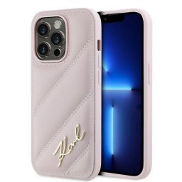 Husa Karl Lagerfeld Diagonal Quilted Script (KLHCP14XPQDSMGP) - Husă telefon - compatibil cu Apple iPhone 14 Pro Max - culoare Roz