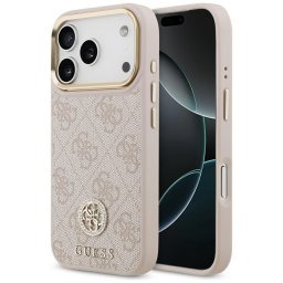 Husa Husa pentru iPhone 17 Pro - Guess Hardcase 4G Strass Logo MagSafe (GUHMP17LP4GRMDEP) - Pink