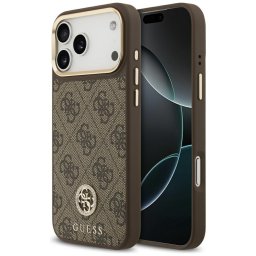 Husa Husa pentru iPhone 17 Pro Max - Guess Hardcase 4G Strass Logo MagSafe (GUHMP17XP4GRMDEW) - Brown
