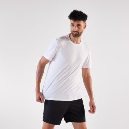 Tricou de alergare Kiprun Run 100 Alb Bărbaţi