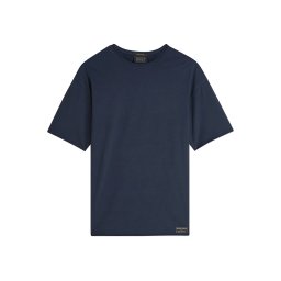 SCOTCH & SODA T-Shirt Raw Edged Relaxed Fit Garment Dyed 183287 401 sky captain