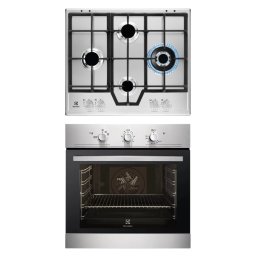 Pachet incorporabil Electrolux - Cuptor pe gaz EOG2102AOX, catalitic, 60 cm + Plita pe gaz KGS64562SX, 60 cm, Arzator Wok, Gratare de fonta