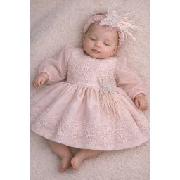 Rochie de botez roz pudra Stefania
