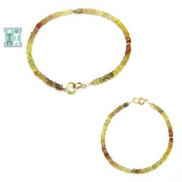 Bratara Safir Mixt Natural Diametru 58 mm - Disc Fatetat 1,8-2 x 3 mm - Accesorii Gold Filled - 1 Buc