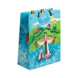 Punga premium medie pentru cadou - model Peisaj Pitoresc - 26x32x10 cm