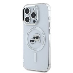 Husa Karl Lagerfeld IML MagSafe (KLHMP16XHLSKCH) Metal Karl&Choupette Head - Husă telefon - compatibil cu Apple iPhone 16 Pro Max - MagSafe - culoare Alb
