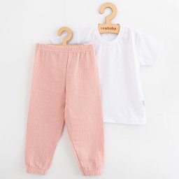 Baby Cotton T-Shirt and muslin Pants Set New Baby Kindergarten pink