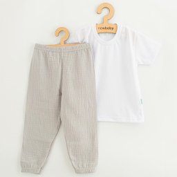 Baby Cotton T-Shirt and muslin Pants Set New Baby Kindergarten Light Grey